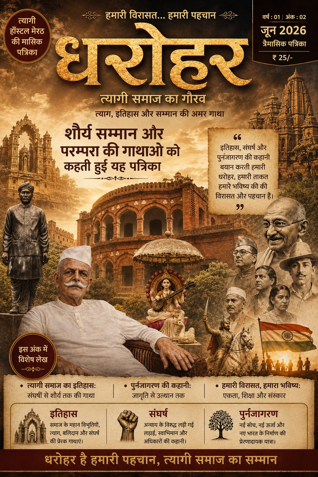 Dharohar Magazine 2026 Cover - Tyagi Hostel Meerut Community Heritage